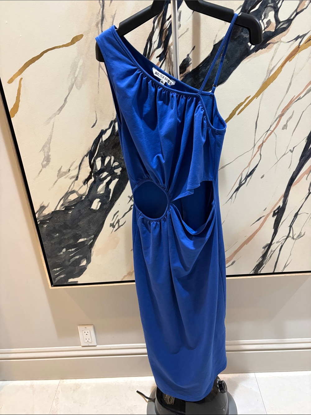 Walter Baker Electric Blue One-Shoulder Cutout Dress